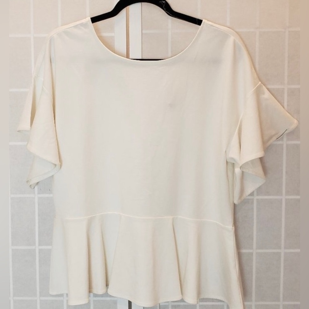 Banana Republic White Peplum Tie Back Top